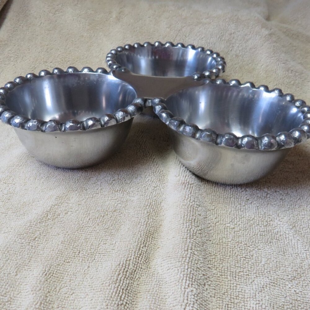 Threshold 3-Section Metal Condiment Server with Beaded Border - Picture 2 of 5